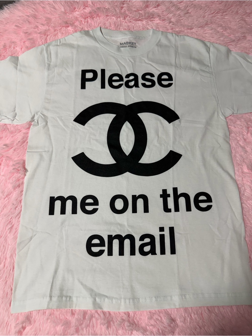 White Graphic Short Sleeve Tee with Bold Black Print
